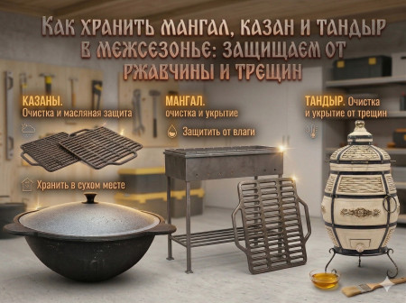 Как хранить мангал, казан и тандыр в межсезонье: защищаем от ржавчины и трещин