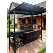 Мангальная зона «Шашлычник» с крышей,  печью под казан, фартуком и шкафчиком