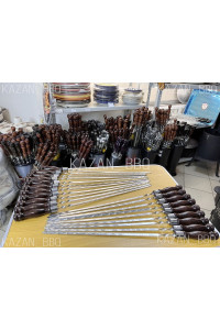Шампур с деревянной ручкой из нержавеющей стали 2 мм, 400*10 мм