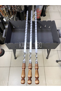 Шампур для люля-кебаб с деревянной ручкой  из нерж. стали 600*20*3 мм