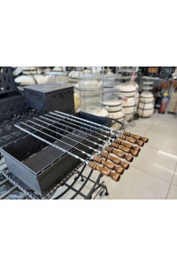 Шампур с деревянной ручкой из нержавеющей стали 3 мм, 550*10 мм